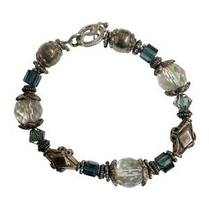 Sterling silver crystal beaded bracelet